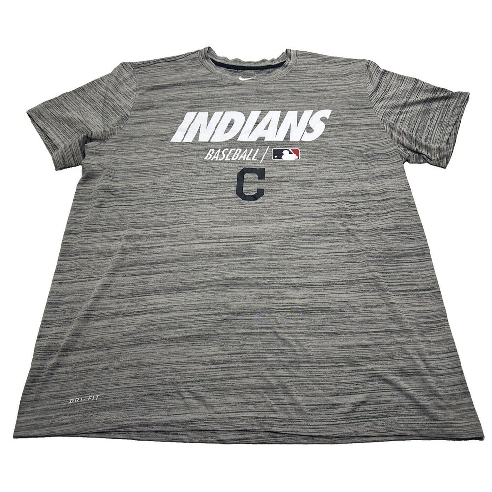 Nike Dri-Fit MLB Cleveland Indians Baseball Shirt Sz XL Heather Grey AO2390-036